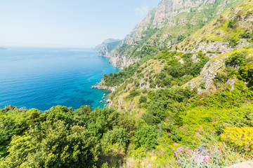 Fototapeta na wymiar Amalfi coast on a sunny day in springtime