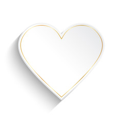 White heart with gold ribbon
