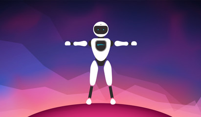 Modern robotic set vector illustration with stylish robot on planet Mars