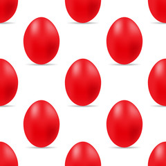 Vector seamless simple pattern with red easter egg on white background.