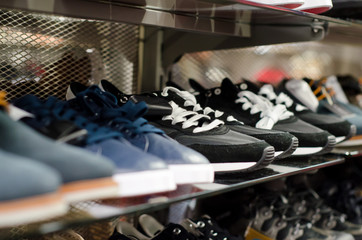 Sneakers for sale in the store.