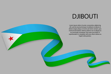 Waving ribbon or banner with flag