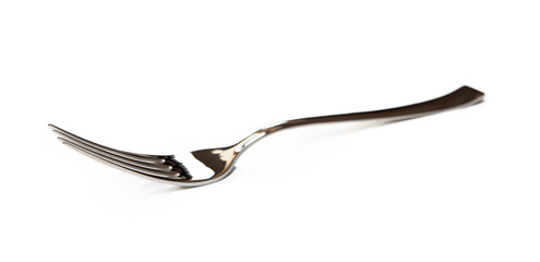 Glossy cutlery, fork isolated on white background