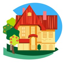Red Roofed Cottage illustration