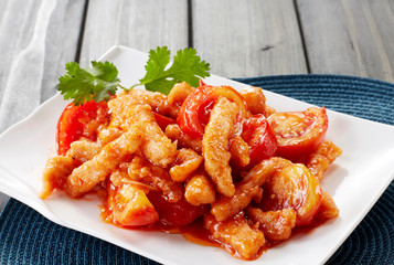 Chinese Cuisine - Pork with Pineapple Deep Fried in Sour-Sweet Sauce
