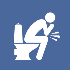 Man sitting in toilet room vector sign