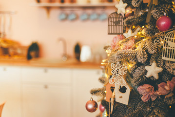 Closeup of the Christmas tree fragment