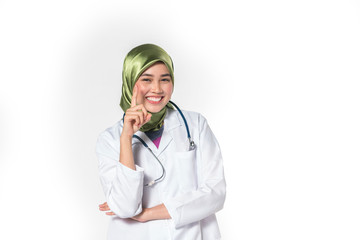 Fototapeta premium Veiled teenager muslimah with medical concept.