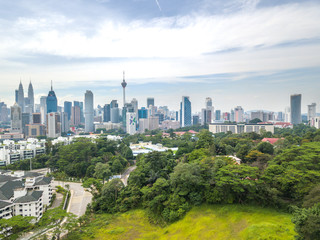 KUALA LUMPUR, MALAYSIA - AUGUST 19, 2017: Aerial view of metropilitan city at daylight.