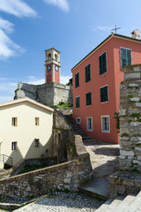 Fototapeta na wymiar The Old Venetian Fortress in Kerkyra city, Corfu island, Greece. The Clock tower