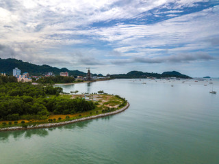 Island with aerial view.