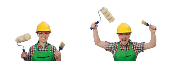 Woman painter isolated on the white