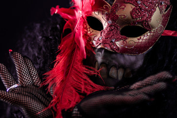 maskerade, venizianische maske und tod