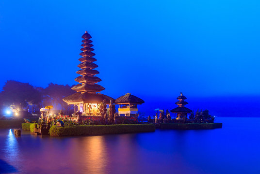 Ulun Danu temple at Beratan Lake, The landmark of Bali in Indonesia