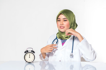 Veiled teenager with face expression. Medical concept.