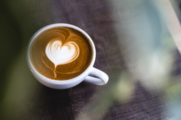 Heart shaped coffee latte
