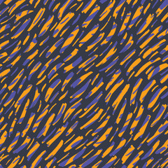 Abstract Hand-drawn Animal Skin Vector Seamless Pattern. Organic Fragments. Whimsical Diagonal Stripes Texture.
