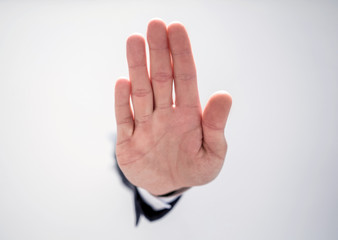 close up. businessman showing stop gesture