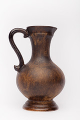 Old brown vase  on the white background