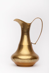 Renaissance wine brass carafe on the white background,