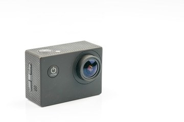 Action camera with white background.