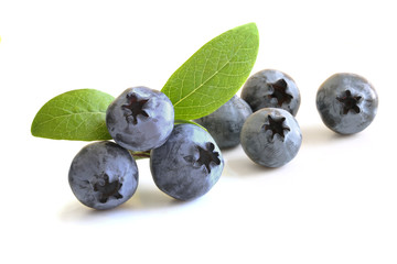 Berries of delicious blueberries isolated on a white