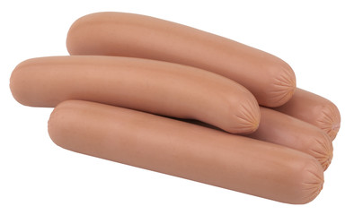 sausages isolated on white background with clipping path