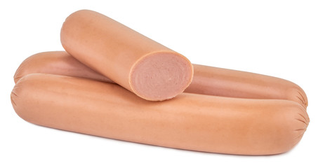 sausages isolated on white background with clipping path