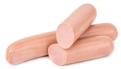 sausages isolated on white background with clipping path