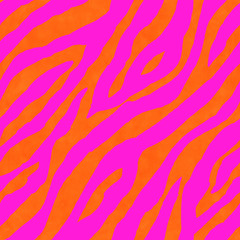 Abstract pink and orange zebra striped textured seamless pattern background