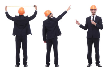 in full growth .qualified engineer architect isolated on white