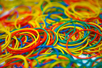 Multicolored Elastic Rubber Band, Nylon Rubber Band On a white background. 
