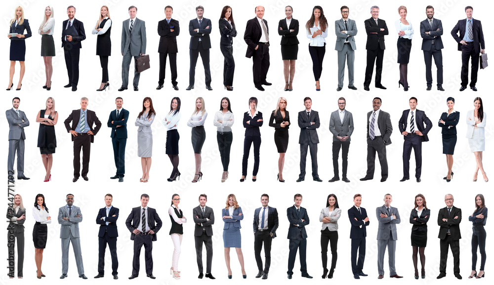 Wall mural collage of a variety of business people standing in a row