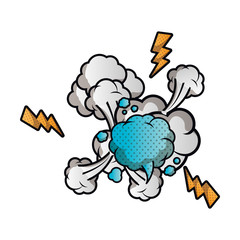 speech bubble with cloud and thunder isolated icon