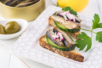 Varieties of fish sandwiches.