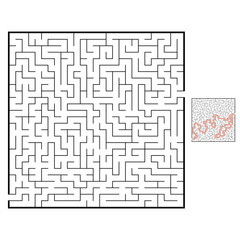 Abstract square maze. Game for kids. Puzzle for children. Labyrinth conundrum. Black flat vector illustration isolated on white background. With answer.