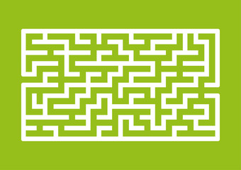 White rectangular labyrinth. Game for kids. Puzzle for children. Maze conundrum. Flat vector illustration isolated on colored background.