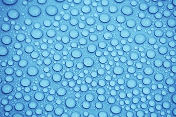 drops water on blue background