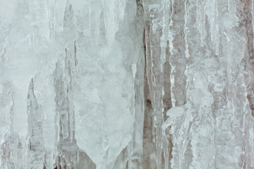 Very large and dangerous icicles close up