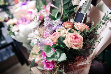 Close up of ikebana that being ready for sale