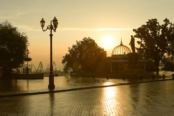 Dawn on the boulevard in Odessa