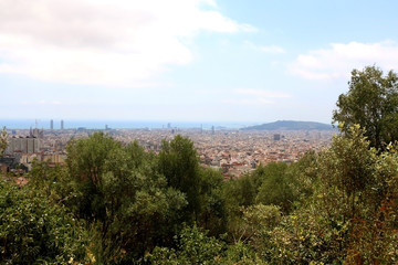 Aerial view of Barcelona from Park Güell.
