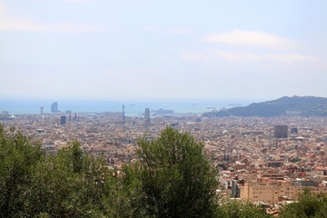 Aerial view of Barcelona from Park Güell.