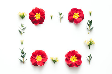Floral Frame Made Of Red And Yellow Flowers