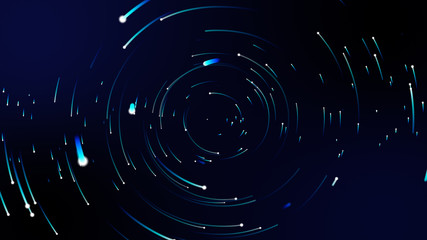 Digital technology galaxy light tunnel, data code chaotic tunnel part light moving fast showing future wifi technology and programming concept