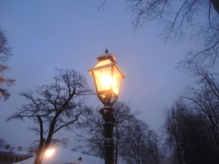 lantern against the evening sky