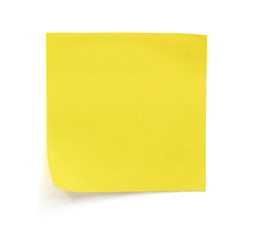 Yellow note paper isolated on white background with clipping path.