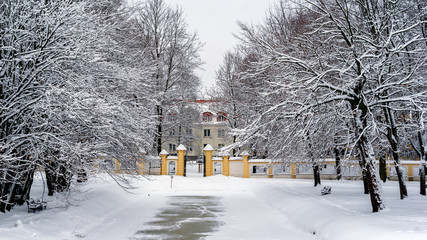 Zima w ogrodach Pałacu Branickich - Białystok - obrazy, fototapety, plakaty