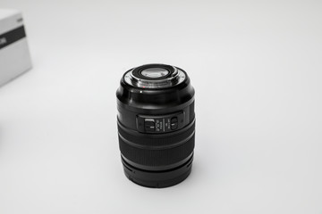 camera lens on white baclground 