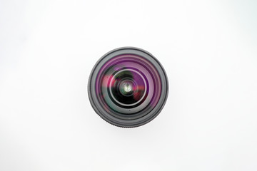 camera lens on white baclground 